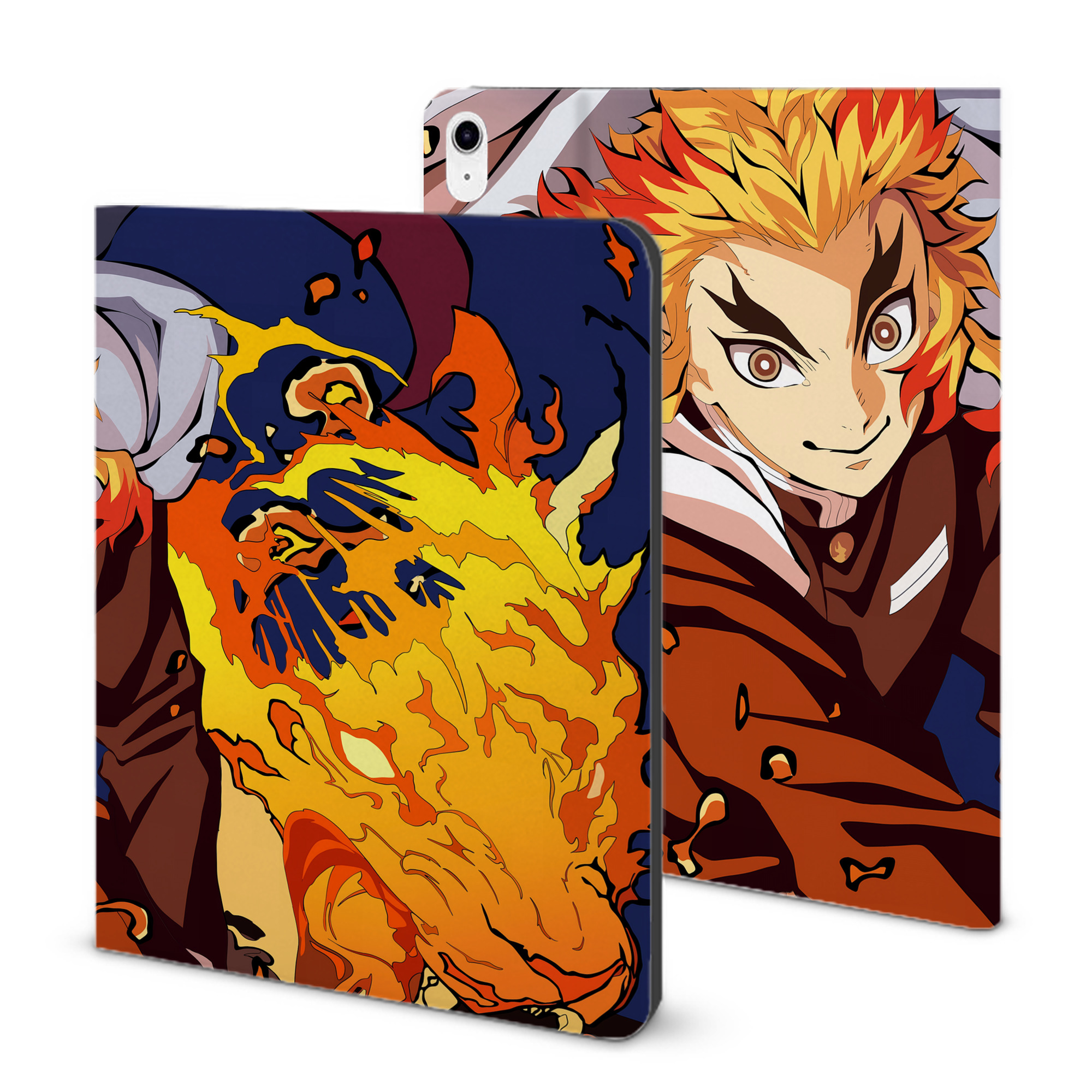 （画像用） 炎柱-煉󠄁獄 杏寿郎／れんごく きょうじゅろう Rengoku Kyoujurou IPad ケース ブック型 PUレザー TPU 耐衝撃 軽量 薄型 ペン収納なし 全面保護 IPad 各モデル対応